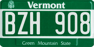 VT license plate BZH908