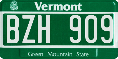 VT license plate BZH909