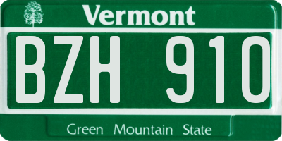 VT license plate BZH910