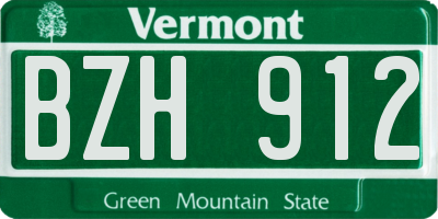 VT license plate BZH912
