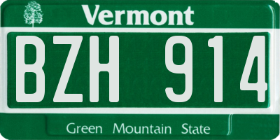 VT license plate BZH914
