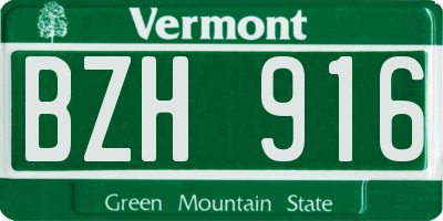 VT license plate BZH916