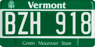VT license plate BZH918