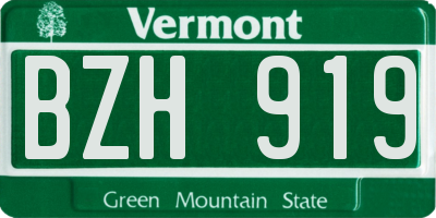 VT license plate BZH919