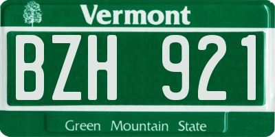 VT license plate BZH921