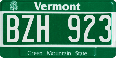 VT license plate BZH923