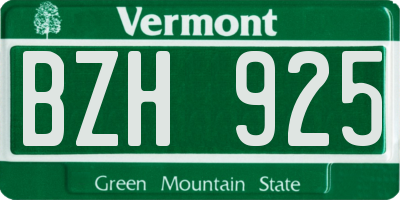 VT license plate BZH925