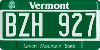 VT license plate BZH927