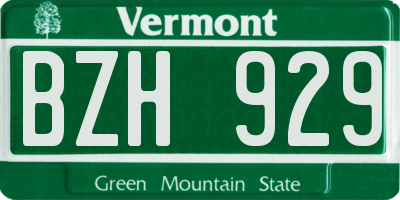 VT license plate BZH929