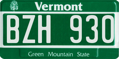 VT license plate BZH930