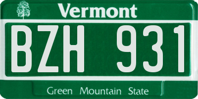 VT license plate BZH931