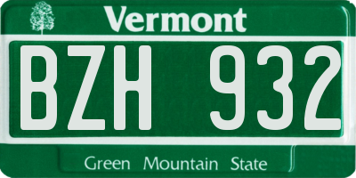 VT license plate BZH932