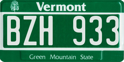 VT license plate BZH933