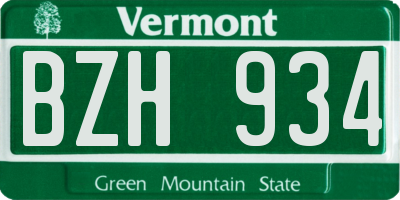 VT license plate BZH934