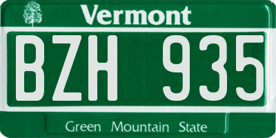 VT license plate BZH935