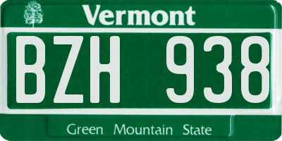 VT license plate BZH938