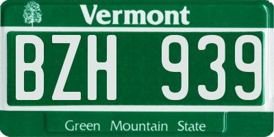 VT license plate BZH939