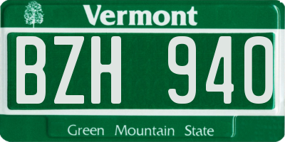 VT license plate BZH940