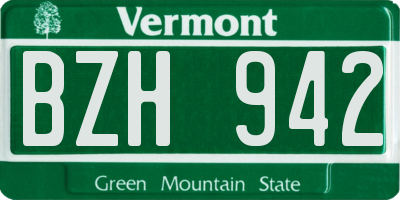 VT license plate BZH942