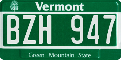 VT license plate BZH947