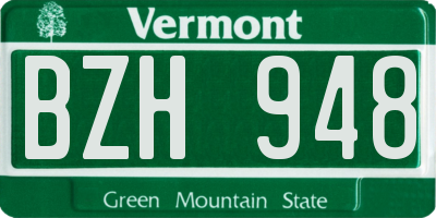 VT license plate BZH948