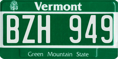 VT license plate BZH949