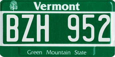 VT license plate BZH952