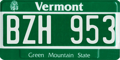 VT license plate BZH953