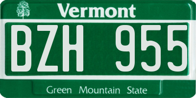 VT license plate BZH955