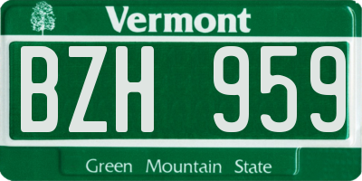 VT license plate BZH959