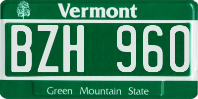 VT license plate BZH960