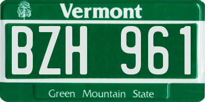 VT license plate BZH961