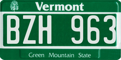 VT license plate BZH963