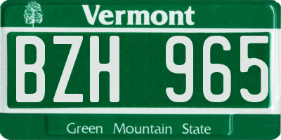 VT license plate BZH965
