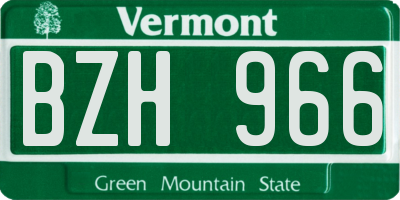 VT license plate BZH966