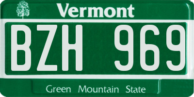 VT license plate BZH969