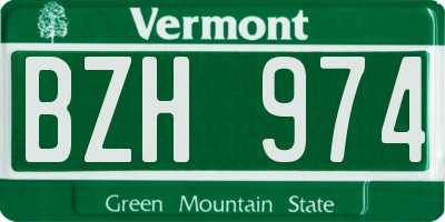 VT license plate BZH974