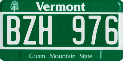 VT license plate BZH976