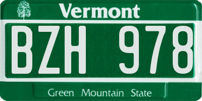 VT license plate BZH978