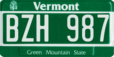 VT license plate BZH987