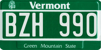 VT license plate BZH990
