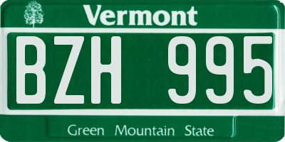 VT license plate BZH995