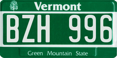 VT license plate BZH996
