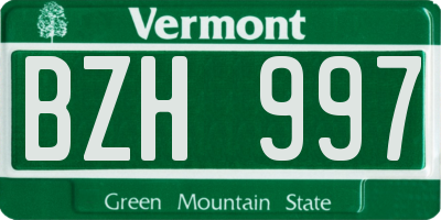 VT license plate BZH997