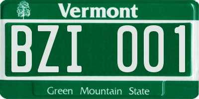 VT license plate BZI001