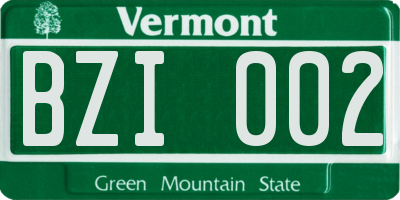 VT license plate BZI002