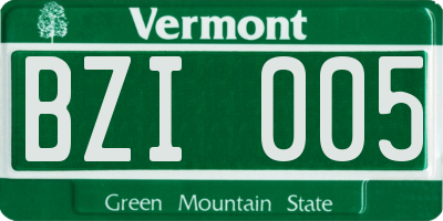 VT license plate BZI005