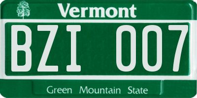 VT license plate BZI007