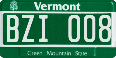 VT license plate BZI008