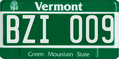 VT license plate BZI009